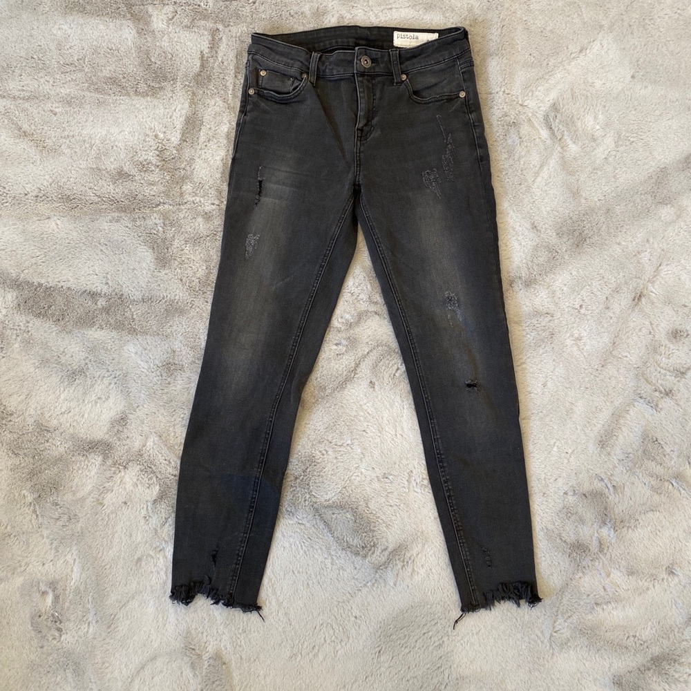 Pistola Faded Black Distressed Knees Skinny Jeans Size 27 EUC